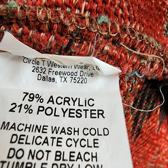 Vintage Circle T Zip Front Southwestern Woven  Duster Jacket Terracotta Large - Picture 15 of 16